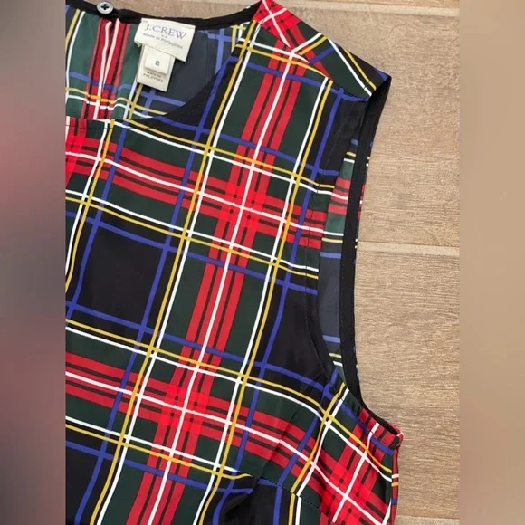 J Crew Factory Women’s Tartan Plaid Size 8 Sleeveless Top - Picture 8 of 15